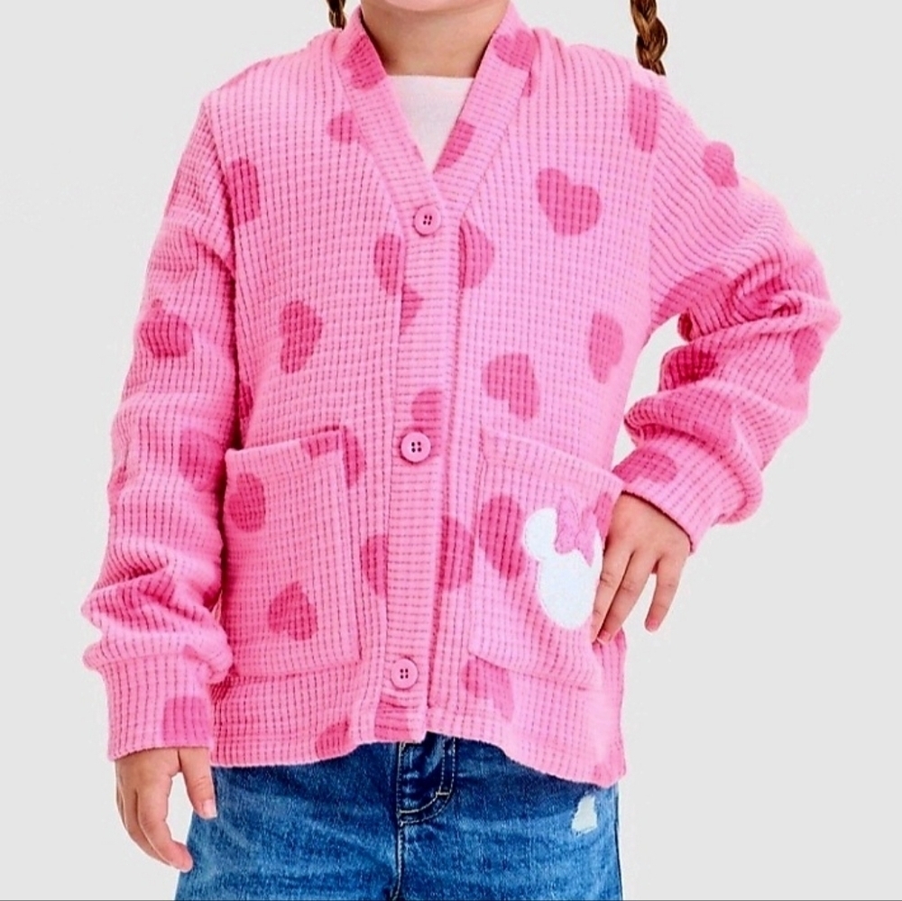 NWT Toddler Girl Disney Minnie Mouse spring Valentine's Easter Cardigan Sweater